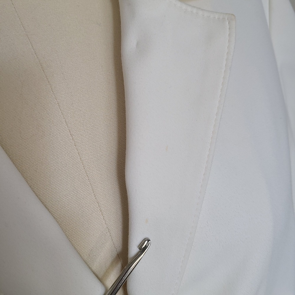 Akris Punto Cream White Cinched Drawstring Waist Peplum Blazer Jacket Size 6 - Picture 8 of 13